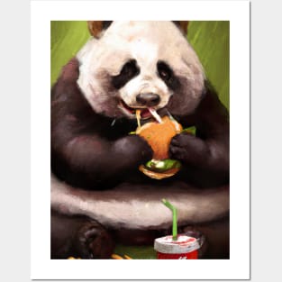 Panda eating Fast Food Posters and Art